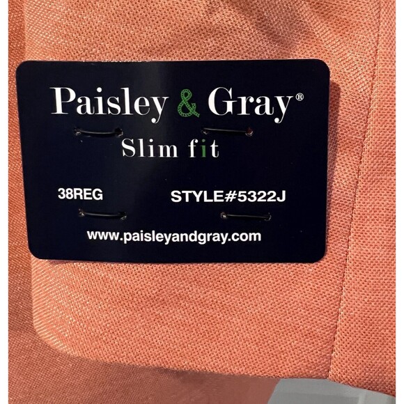 Paisley & Gray Men’s Slim Fit Grosvenor Peak Tuxedo Jacket Blazer Orange 38R - Picture 7 of 15
